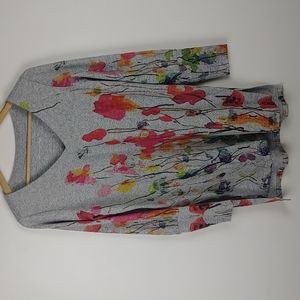 Soft Surroundings Small Long Sleeve Tunic Sweater Flower/ Floral Pattern